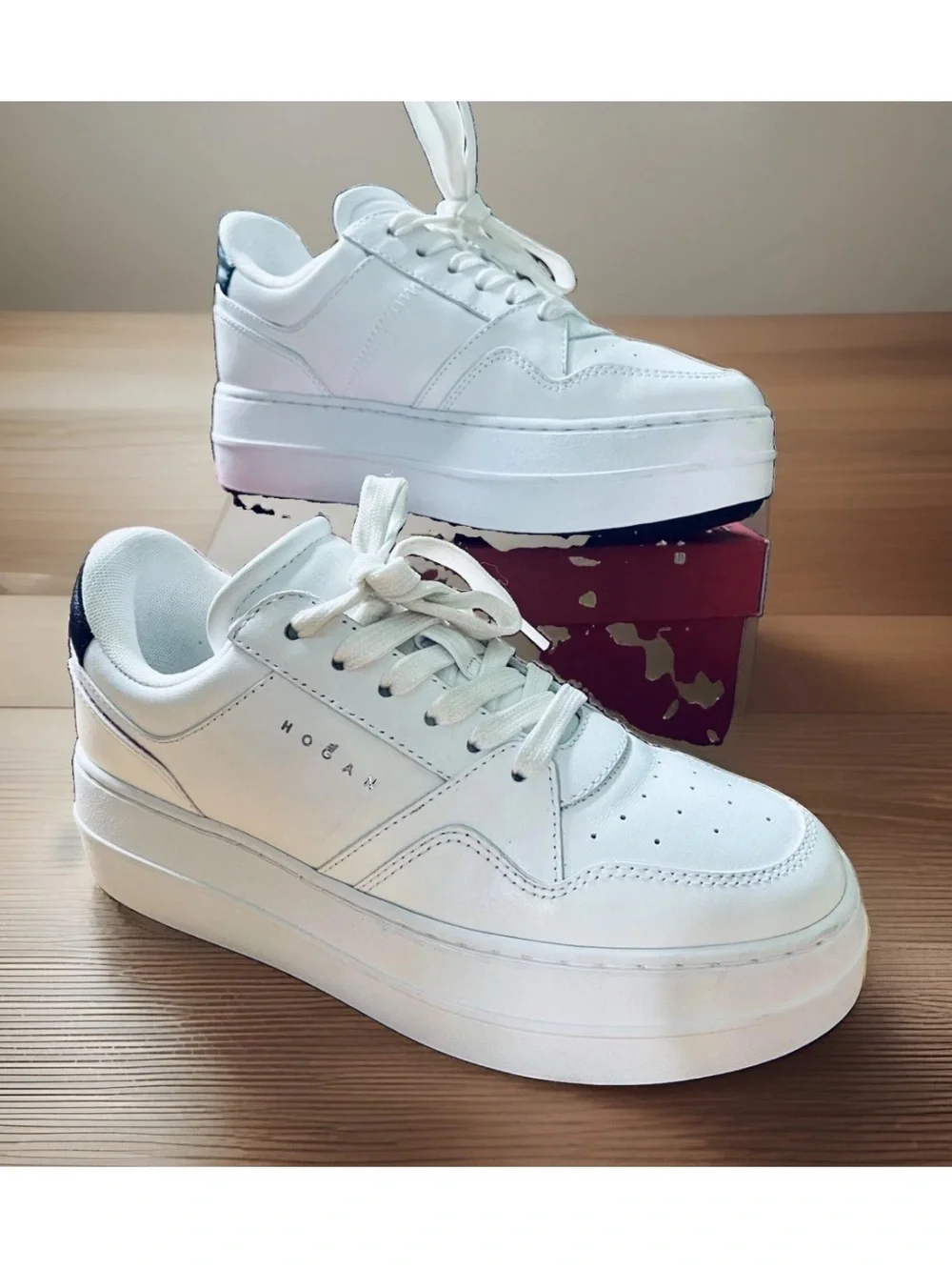 Hogan H670 Skyscraper White Leather Flatform Sneakers Size 36 Made in Italy